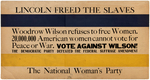 "THE NATIONAL WOMAN'S PARTY" RARE ANTI WILSON SUFFRAGE TROLLEY SIGN.