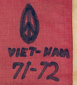 UNIQUE VIETNAM WAR ENGINEERS SIGNED AND INSCRIBED UNIT FLAG WITH MANY ANTI-WAR MESSAGES.