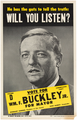 WILLIAM F. BUCKLEY FOR NEW YORK CITY MAYOR CARDBOARD POSTER.