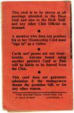 "THE CAVERN CLUB" 1963 MEMBERSHIP CARD.