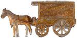 CRACKER JACK" HORSE DRAWN DELIVERY WAGON EARLY VERSION IN WHITE METAL RATHER THAN TIN.