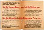 HENRY WALLACE "JIM CROW MUST GO!" EARLY CIVIL RIGHTS FOLDED FLIER AND PAIR OF CAMPAIGN BUTTONS.