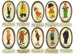 "CRACKER JACK/CARTOON CHARACTERS" COMPLETE SET OF TEN LITHO TIN STAND UPS.