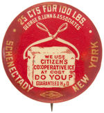 FIRST SOCIALIST MAYOR IN NY STATE NAMED ON CITIZEN'S CO-OP C. 1910 BUTTON.