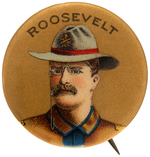 ROOSEVELT CLASSIC ROUGH RIDER BUTTON IN SUPERB COLOR.