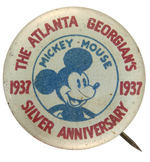 "MICKEY MOUSE" RARE BUTON FROM ATLANTA NEWSPAPER 1937 CHARACTER SET.