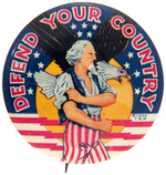 WWII " DEFEND YOUR COUNTRY" UNCLE SAM PRE PEARL HARBOR 1940 BUTTON.