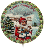 SANTA AND BI-PLANE MAKER'S SAMPLE BUTTON WITHOUT SPONSOR INSCRIPTION.