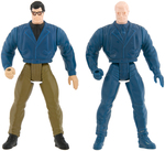 KENNER MAN OF STEEL FIGURE TEST SHOT PAIR CLARK KENT AND POWER FLIGHT SUPERMAN.