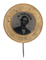 "A. LINCOLN FOR PRESIDENT" HIGH GRADE FERROTYPE WITH REVERSE PIN.