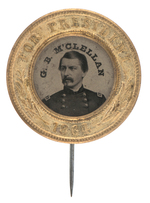 McCLELLAN HIGH GRADE 1864 FERROTYPE WITH REVERSE PIN.