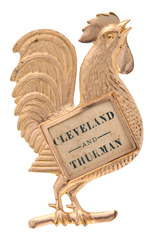 "CLEVELAND AND THURMAN" BIG FIGURAL ROOSTER ON A PERCH SHELL PIN.