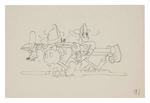 MICKEY, DONALD AND GOOFY PENCIL DRAWING FROM MICKEY'S FIRE BRIGADE.