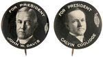 DAVIS AND COOLIDGE MATCHED PAIR OF PORTRAIT BUTTONS.