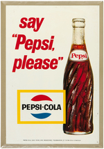 "SAY PEPSI PLEASE" ADVERTISING SIGN & THERMOMETER.