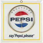 "SAY PEPSI PLEASE" ADVERTISING SIGN & THERMOMETER.