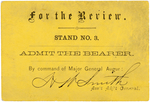 CIVIL WAR ERA TICKET FROM HISTORIC "GRAND REVIEW OF THE ARMIES" IN 1865.