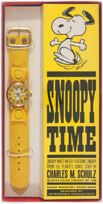 "SNOOPY TIME" YELLOW VARIETY BOXED WATCH.