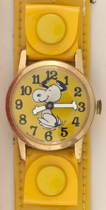 "SNOOPY TIME" YELLOW VARIETY BOXED WATCH.