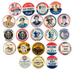 COLLECTION OF 22 MILITARY "WELCOME" BUTTONS CIRCA 1940s.