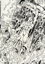 "SUPERMAN" ANNUAL #3 COMIC BOOK PAGE ORIGINAL ART BY BRYAN HITCH.