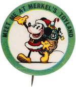 MICKEY MOUSE AS SANTA BEAUTIFUL AND RARE 1931 BUTTON.