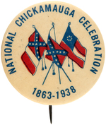 UNITED CONFEDERATE VETERANS CHICKAMAUGA CELEBRATION 1938 BUTTON.