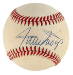 HANK AARON & WILLIE MAYS SINGLE-SIGNED BASEBALL PAIR.