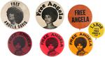 GROUP OF SEVEN FREE ANGELA DAVIS BUTTONS.