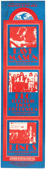 WARNOR'S THEATRE CONCERT POSTER WITH DAVE MASON, ELO & THE KINKS.