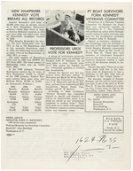 EARLY CAMPAIGN NEWSLETTERS "NEWS ABOUT SENATOR JOHN F. KENNEDY" AND MORE.