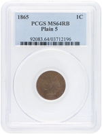 1C "INDIAN HEAD" 1895 CENT PCGS MS64RB PLAIN 5 VARIETY.