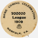 GREAT WHITE FLEET HOMECOMING CELEBRATION BUTTON AT WHICH TR WAS PRESENT.