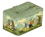 “NURSERY CANDIES/EXPRESSLY FOR THE LITTLE FOLKS” ILLUSTRATED TIN CONTAINER.