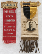 ROOSEVELT PAIR OF MAY, 1912 RIBBON BADGES FROM MARYLAND.