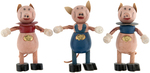 "WHO'S AFRAID OF THE BIG BAD WOLF - THREE LITTLE PIGS" RARE BOXED FUN-E-FLEX FIGURE SET.