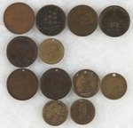 12 TOKENS FROM 1838 CONGRESSIONAL ELECTION AND 1840 PRESIDENTIAL ELECTION.