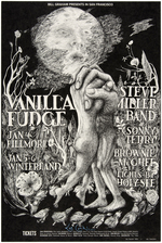 BILL GRAHAM CONCERT POSTER BG-101 FEATURING VANILLA FUDGE SIGNED BY THE ARTIST.