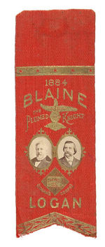 "THE PLUMED KNIGHT 1884 BLAINE/LOGAN" JUGATE RIBBON.