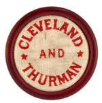 CLEVELAND 1888 THREE CLOTHING BUTTONS INCLUDING CELLULOID ENCASED EXAMPLE PLUS THREE LAPEL STUDS.