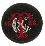 CLEVELAND 1888 THREE CLOTHING BUTTONS INCLUDING CELLULOID ENCASED EXAMPLE PLUS THREE LAPEL STUDS.