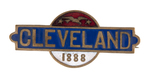 HARRISON AND CLEVELAND FOUR SIMILAR ENAMEL ON BRASS 1888 BADGES.