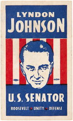 "LYNDON JOHNSON U.S. SENATOR" EARLY CAREER LBJ TWO SIDED CARD FEATURING FRANKLIN D. ROOSEVELT.