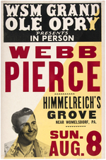 WEBB PIERCE CONCERT WINDOW CARD.