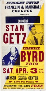 JAZZ LEGENDS STAN GETZ & CHARLIE BYRD CONCERT WINDOW CARD.