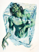 JACK THURSTON ORIGINAL "THE FROZEN DEAD" PUBLISHED MOVIE PROMOTIONAL ORIGINAL ART.