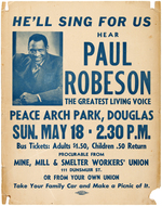 "PAUL ROBESON THE GREATEST LIVING VOICE" HISTORIC 1952 CONCERT POSTER.