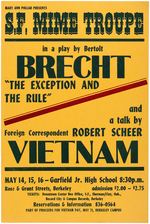 SAN FRANCISCO MIME TROUPE AND ROBERT SCHEER VIETNAM TALK ADVERTISING POSTER FROM BERKLEY EVENT.