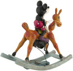 "MICKEY MOUSE ON ROCKING HORSE" EARLY 1930s CELLULOID & WOOD WIND-UP.