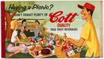 "COTT" BEVERAGES/SODA ADVERTISING WINDOW SIGN PAIR.